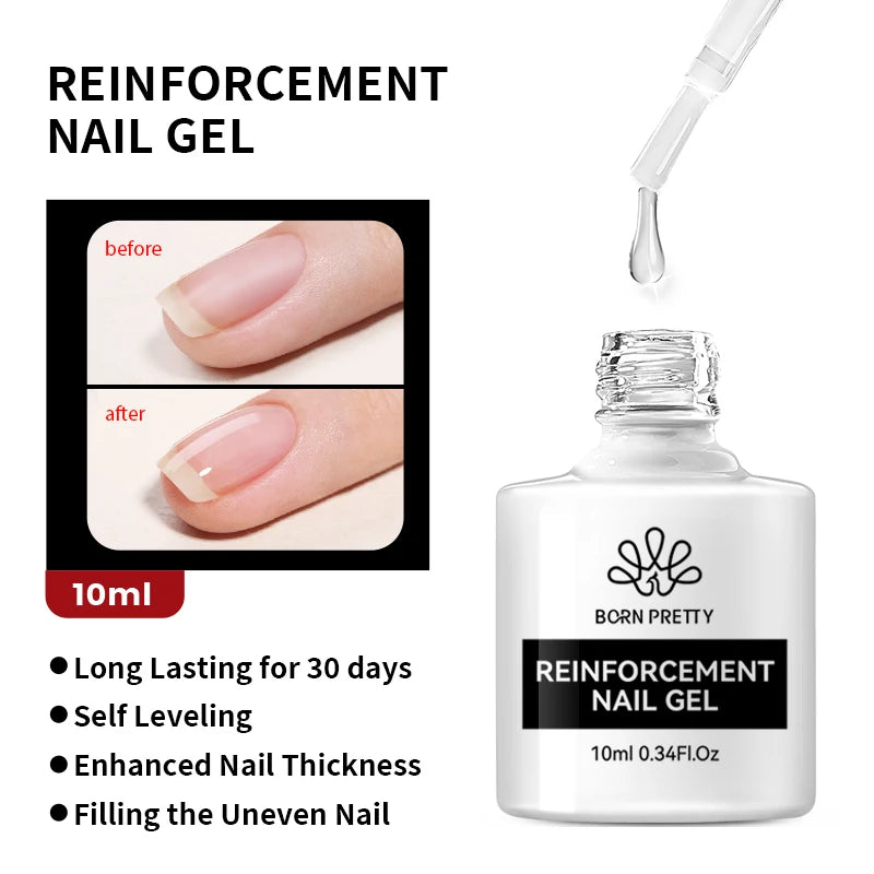 BORN PRETTY 10ml Base Gel Top Coat Rubber Gel Reinforcement Gel for Nails Tools Soak Off UV LED Nail Varnish Function Gel