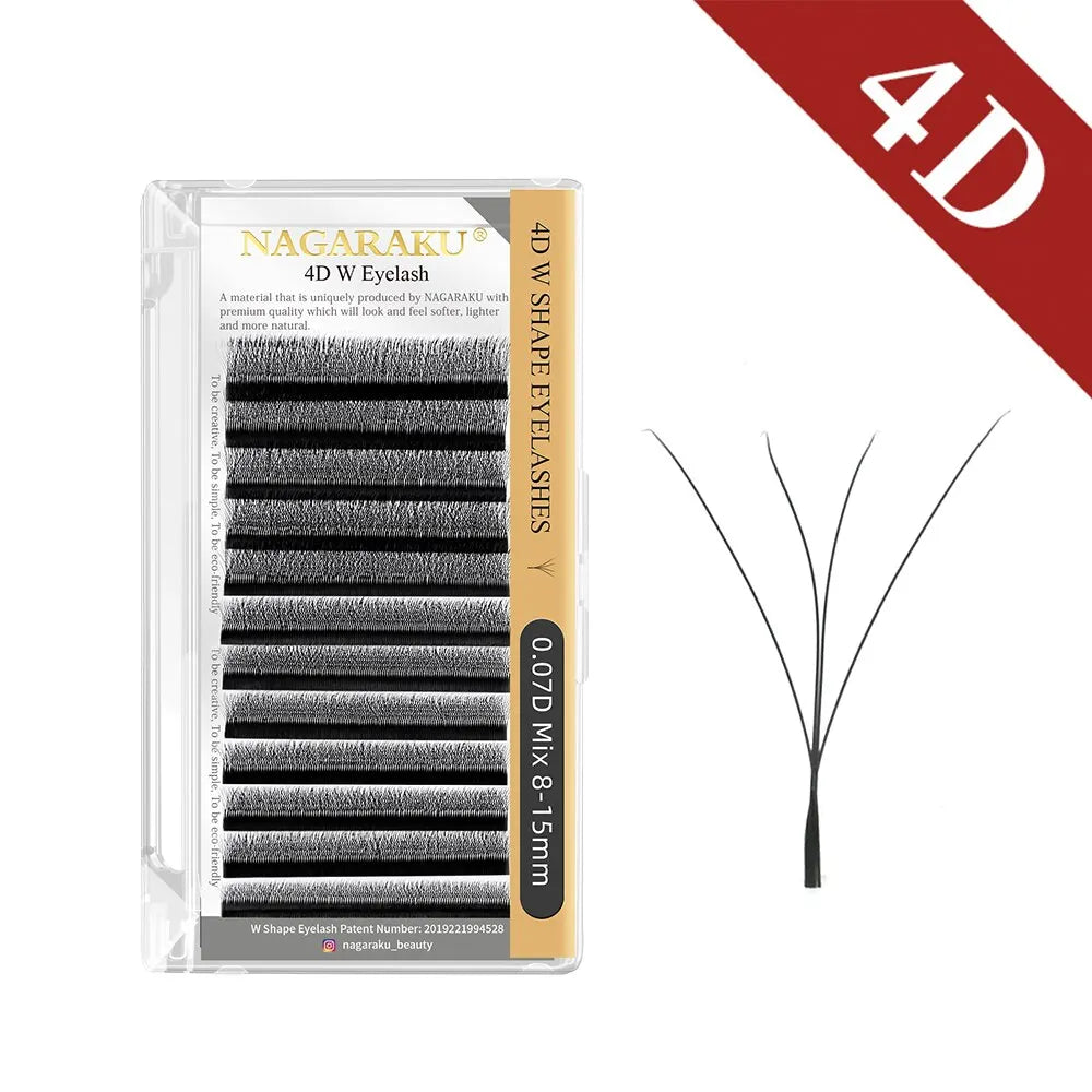 NAGARAKU 3D 4D 5D 6D W Shape Premade Fans Automatic Flowering Eyelash Extensions Natural Soft Light Full Dense