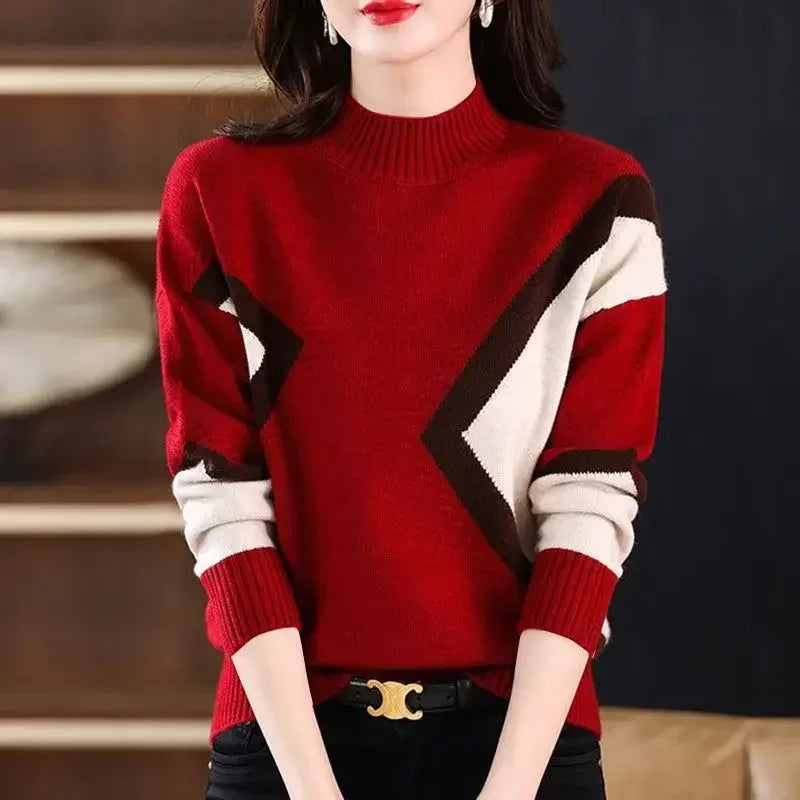 Camel Turtleneck Women's Sweater Brown Knit Tops for Woman Pullovers Gigh Neck Jerseys Tricot Blouse New in Fashion 2024 Sale